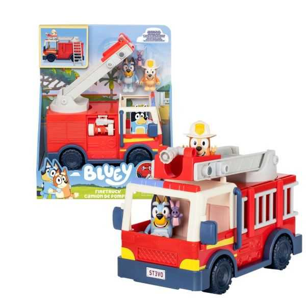 moose bluey camion de bomberos + 2 figuras (moose toys - 17610)