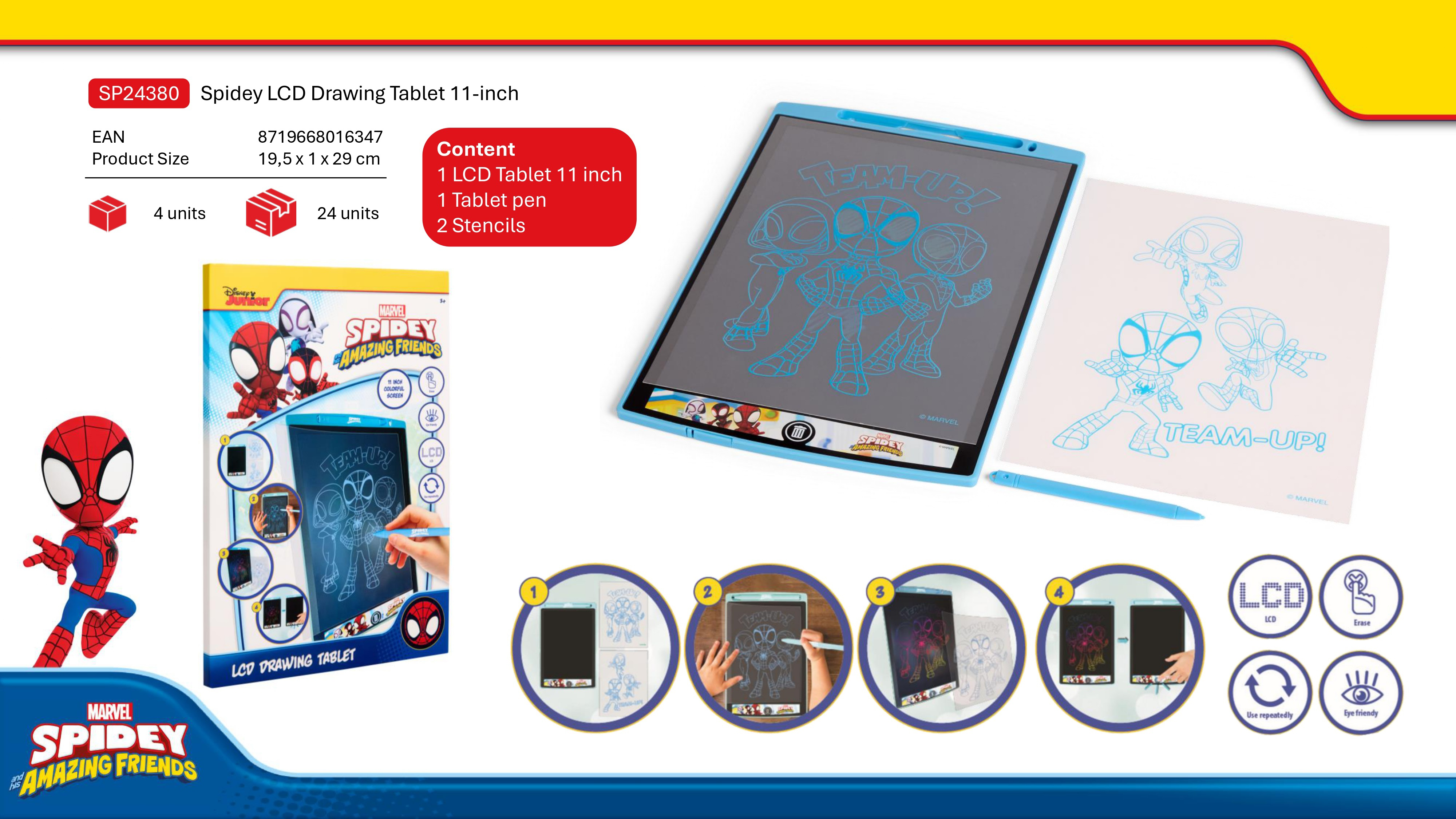spidey tablet dibujo lcd (sp24380)