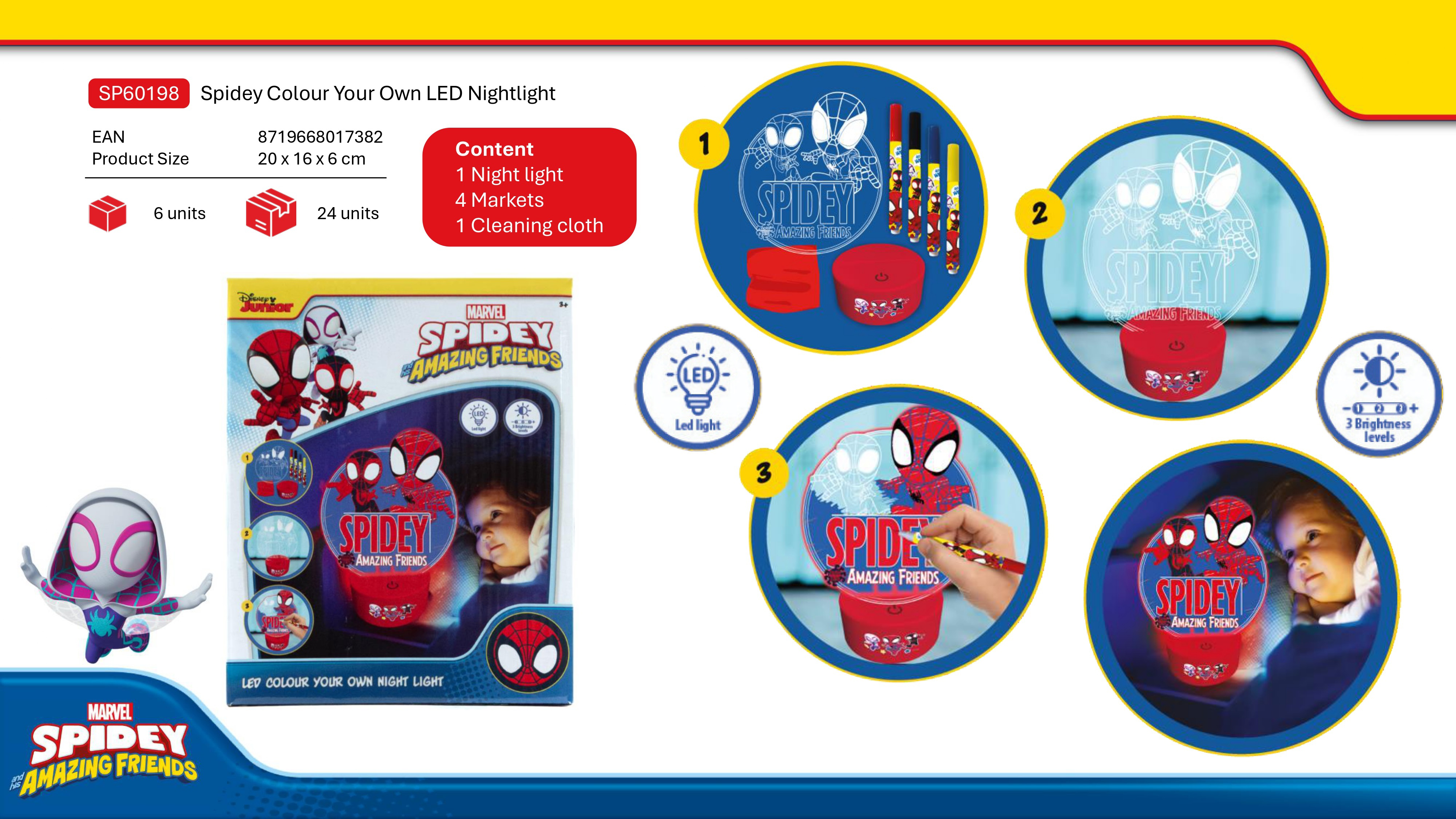 spidey colorea tu lampara led ( sp60198)