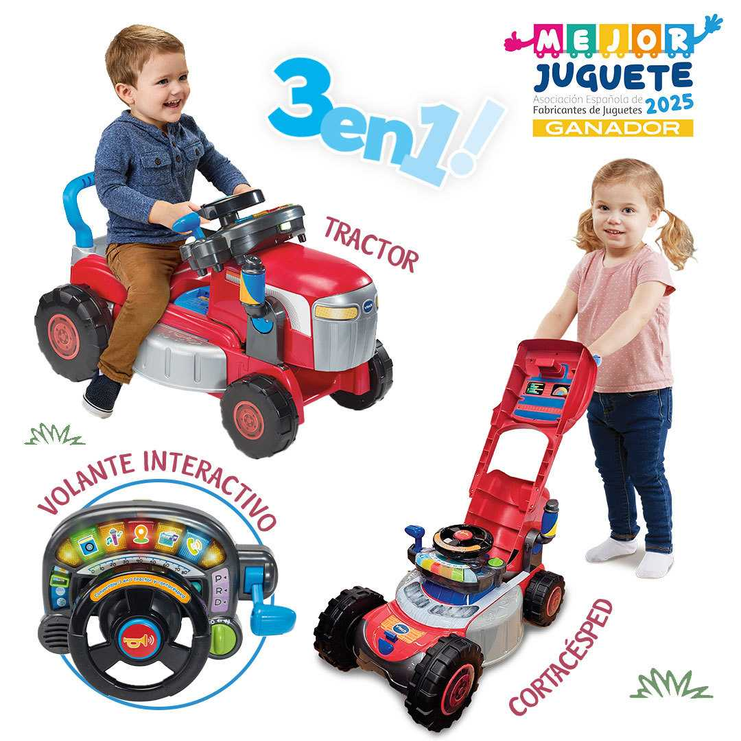 vtech convertible 3 en 1 tractor y cortacesped rojo (vtech - 576522)