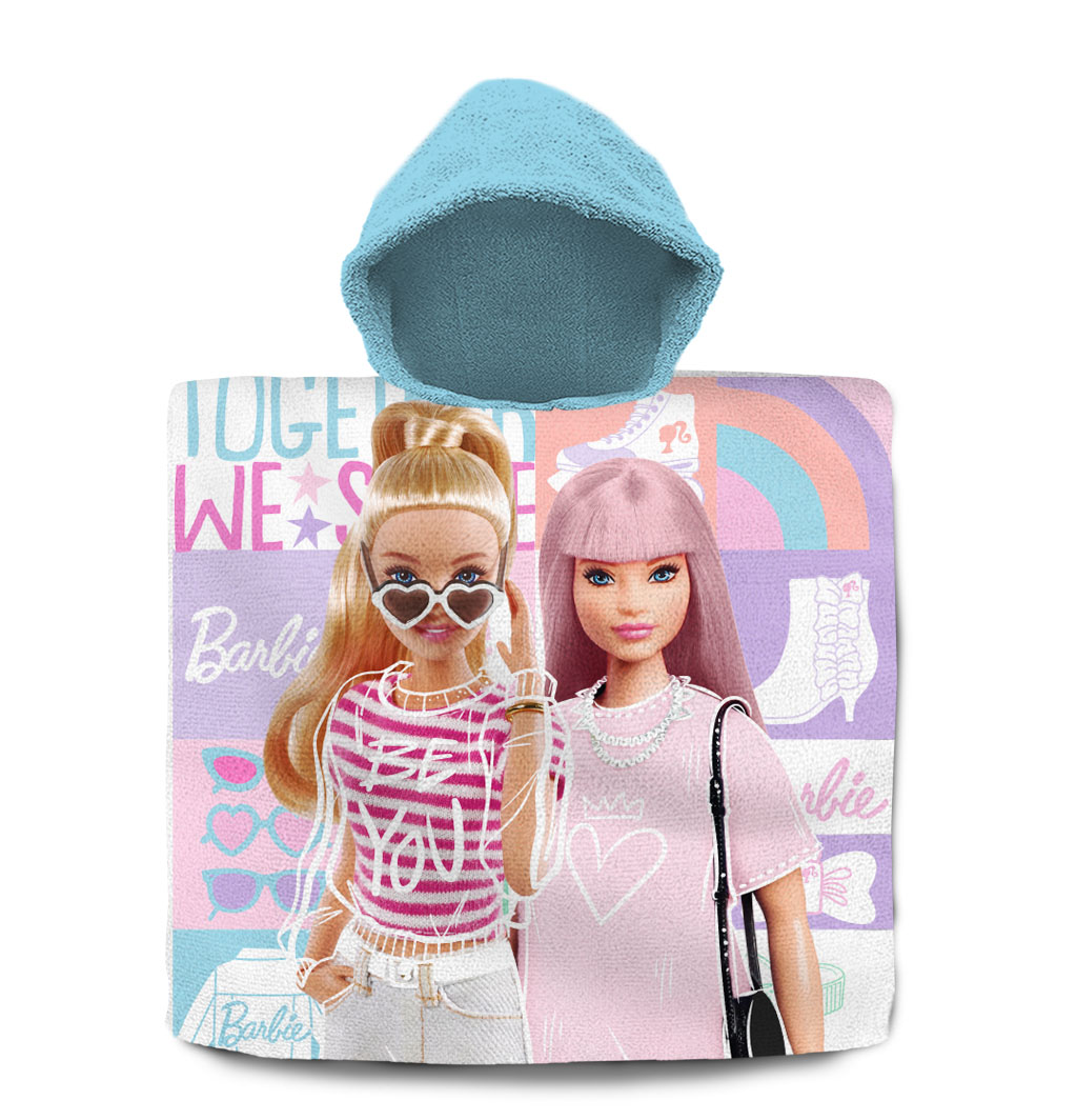 barbie poncho algodon 60x120 cm ( kids licensing - bb00016)