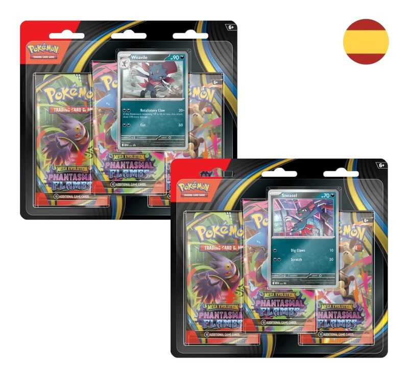 pokemon pack de 3 sobres megaevolucion fuegos fantasmales (bandai - pc10187)