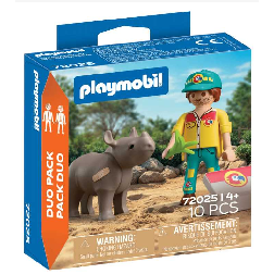 playmobil duo pack cuidador con rinoceronte (playmobil - 72025)