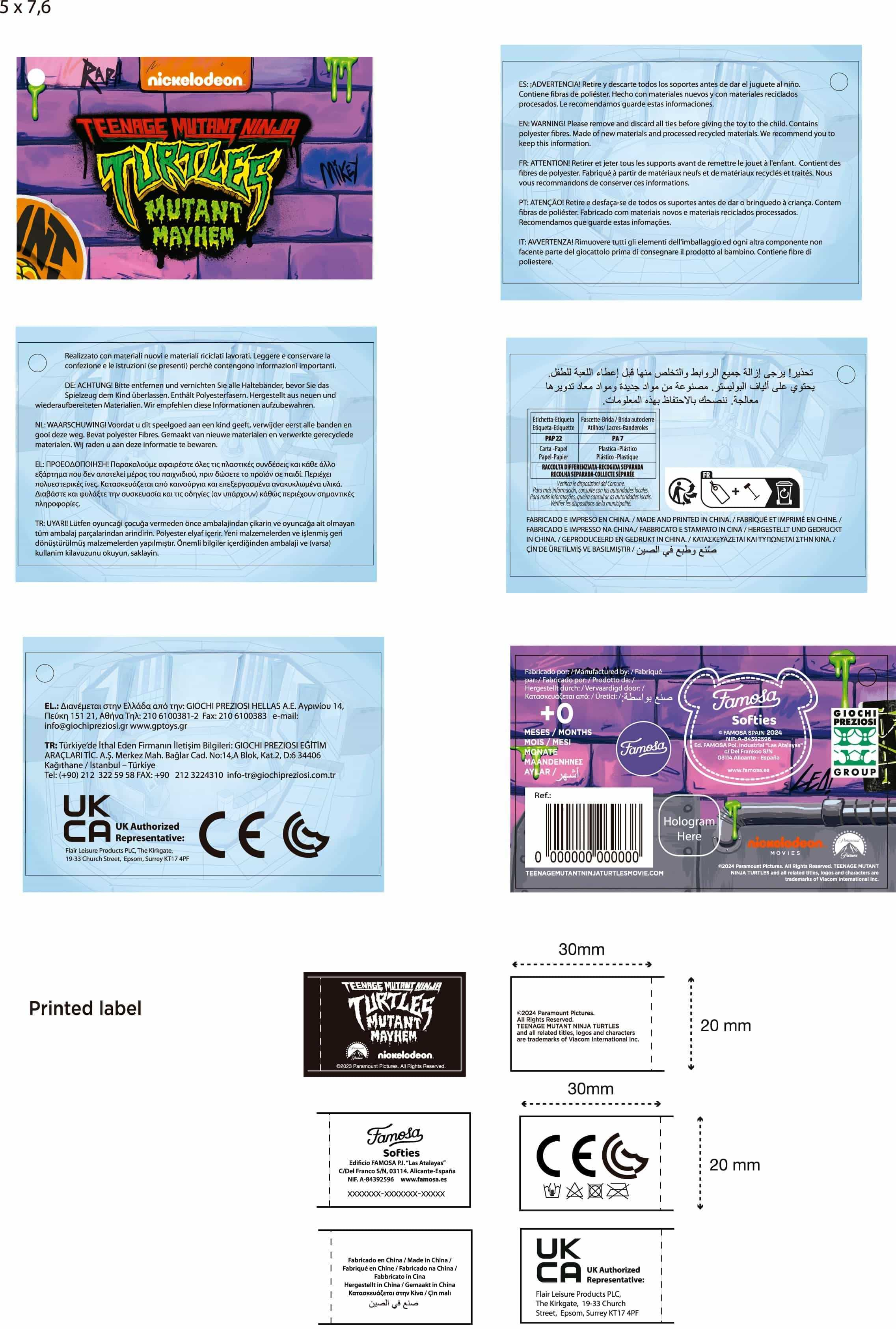 tmnt peluche ninja turtles film 30 cm (famosa - 760022315)