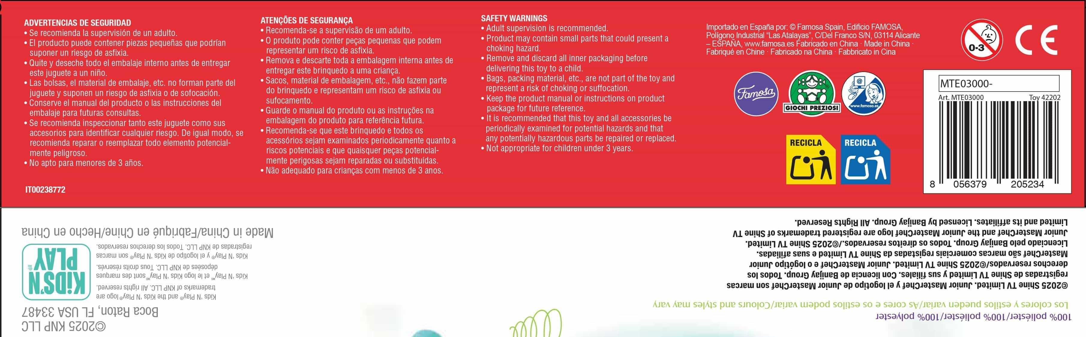 masterchef jr. set de galletas playset (famosa - mte03000)