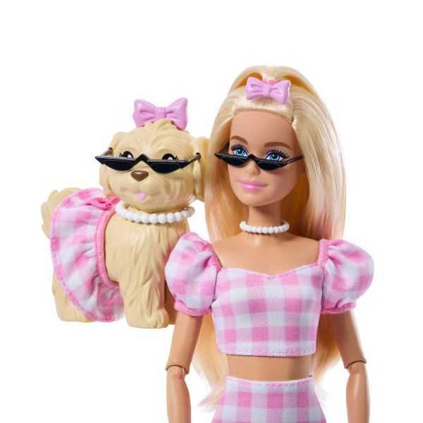 barbie twinning look muÑeca rubia con perro (mattel - jfp36)