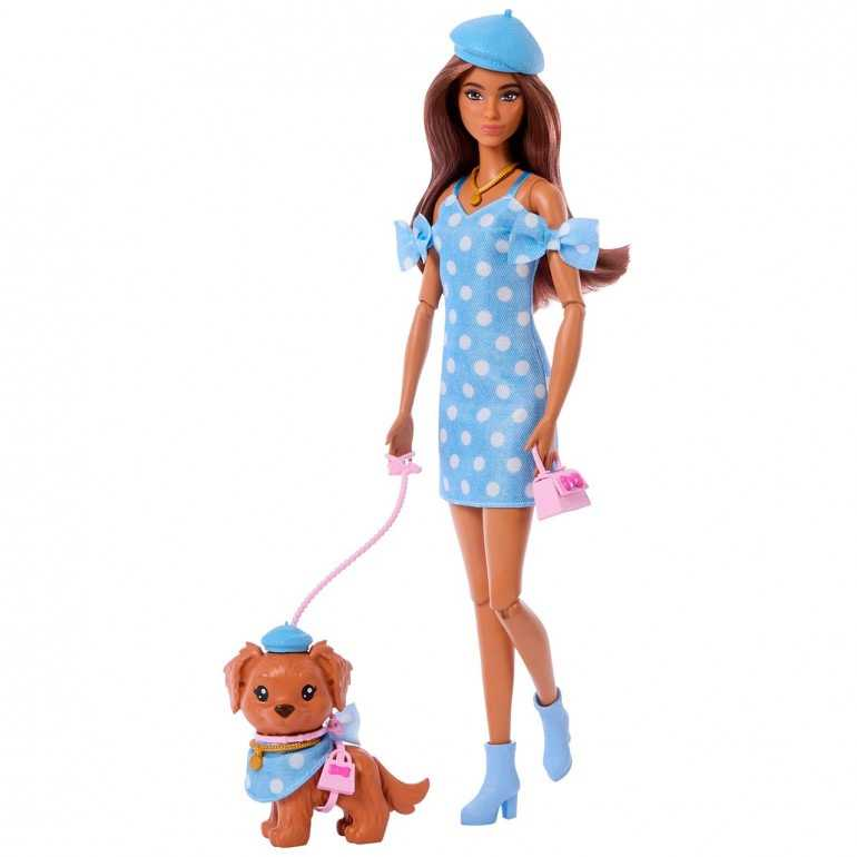 barbie twinning look muÑeca morena con perro (mattel - jfp38)