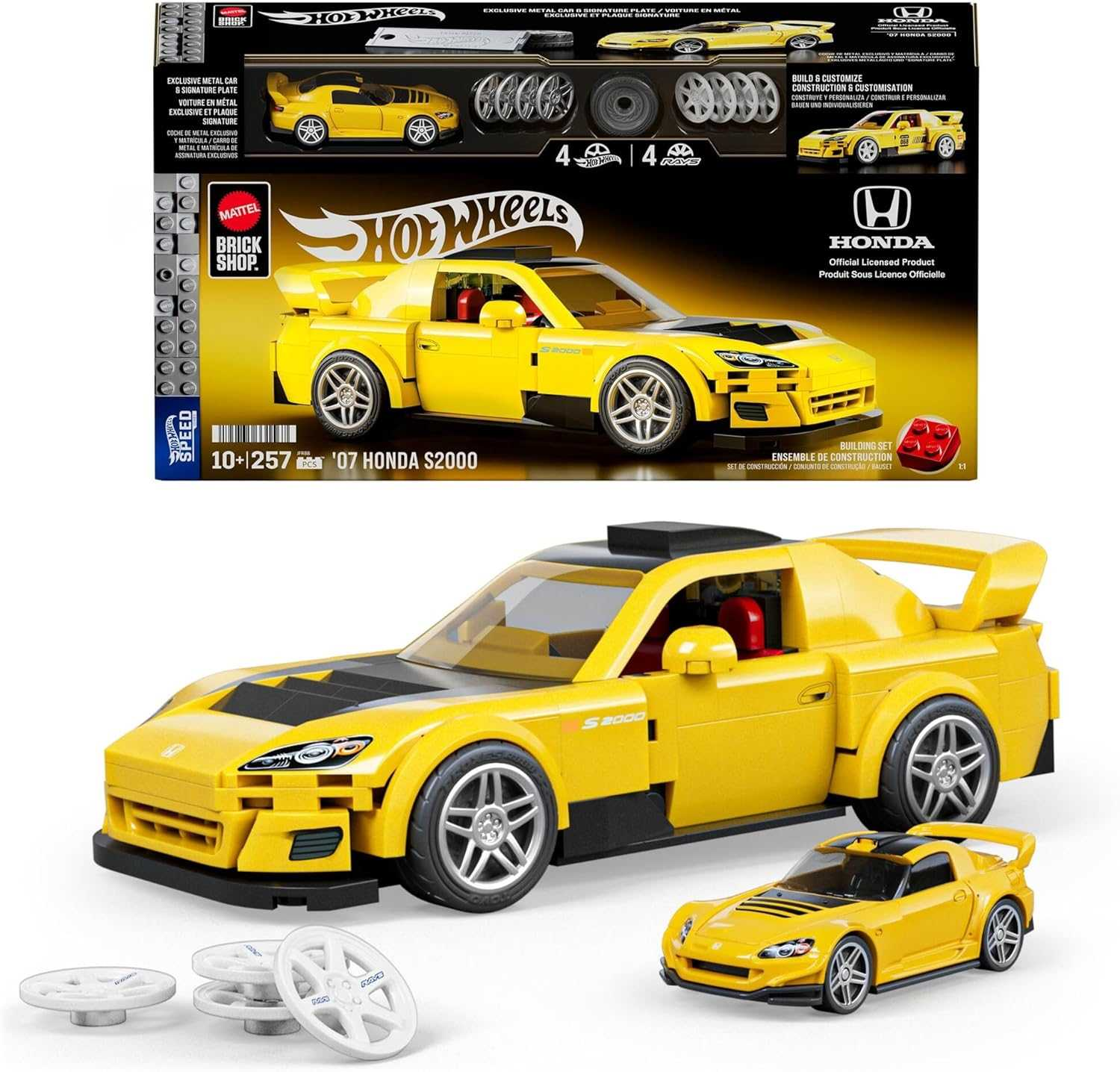 mega hot wheels elite honda amarillo (mattel - jfr88)