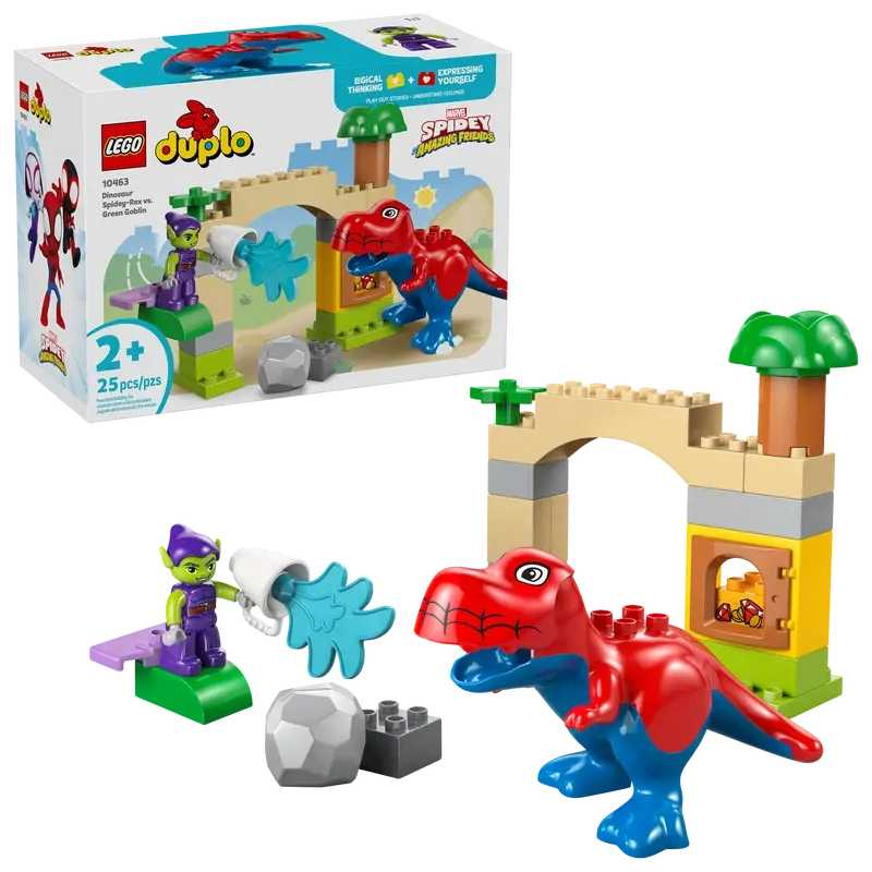 lego duplo dinosaurio spidey-rex vs duende verde (lego - 10463)