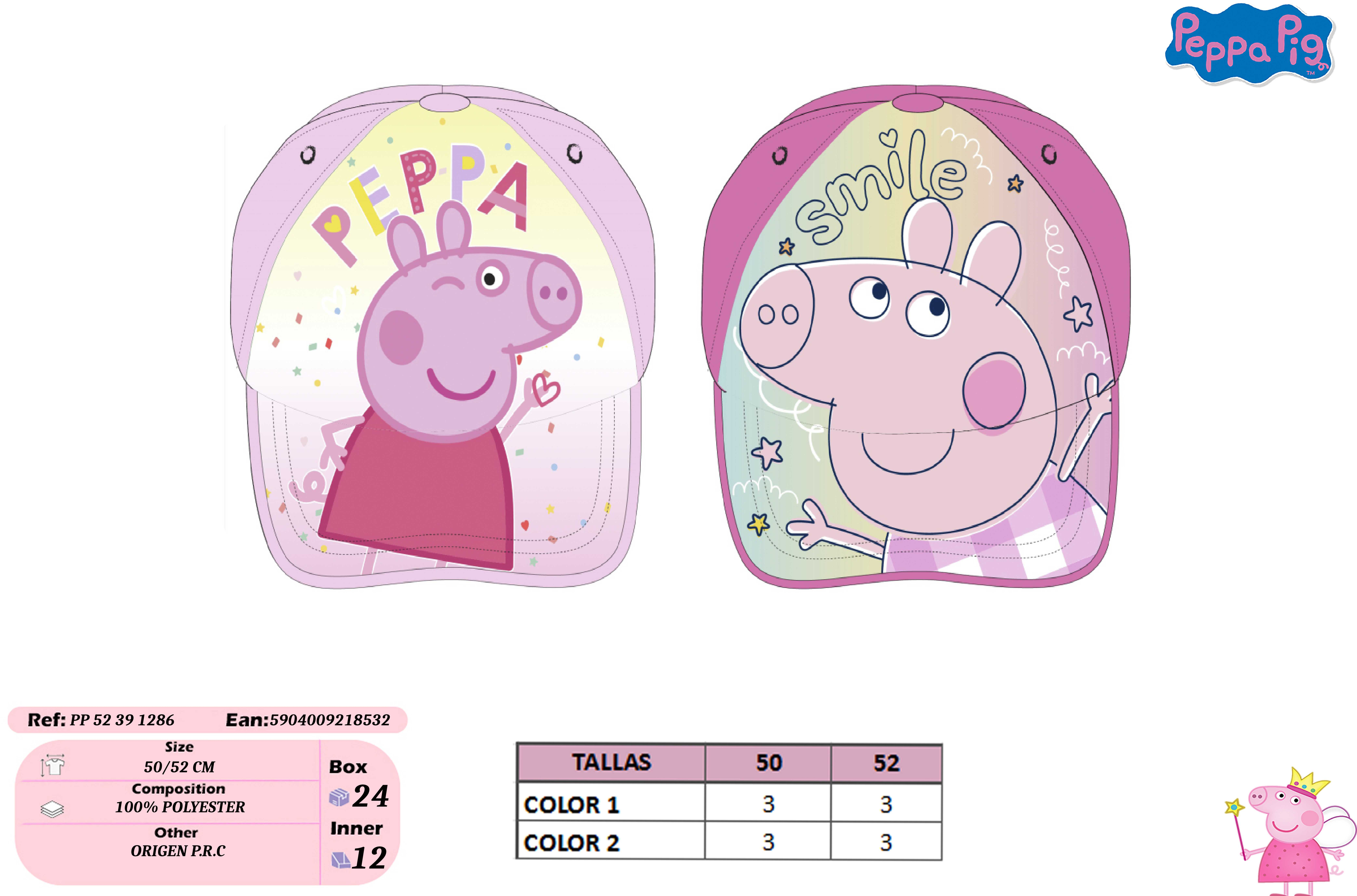 peppa pig gorra niÑa t-54-56 cm new import licencias - pp52391286)