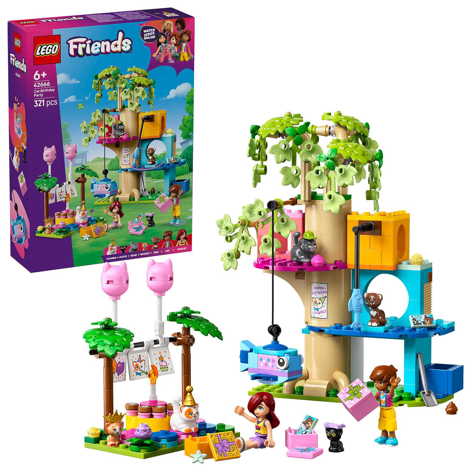 lego friends fiesta de cumpleaÑos y casa de arbol felina (lego - 42666)