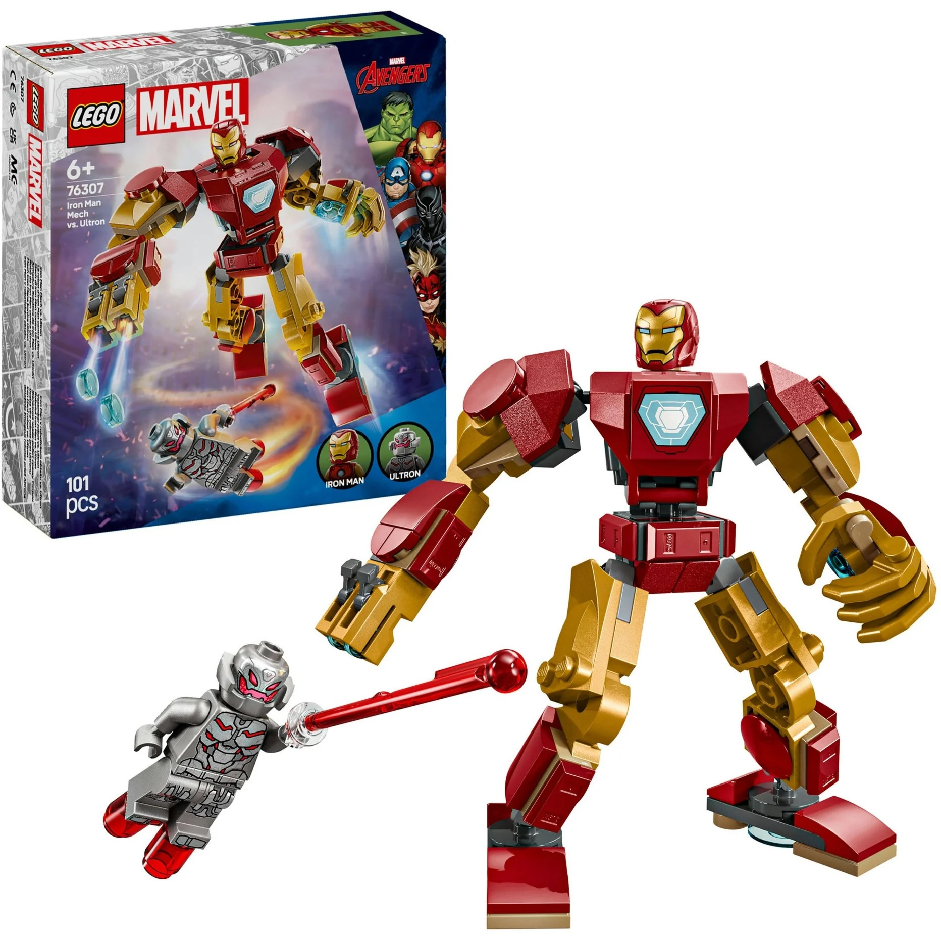 lego marvel armadura robotica de iron man vs ultron (lego -76307)