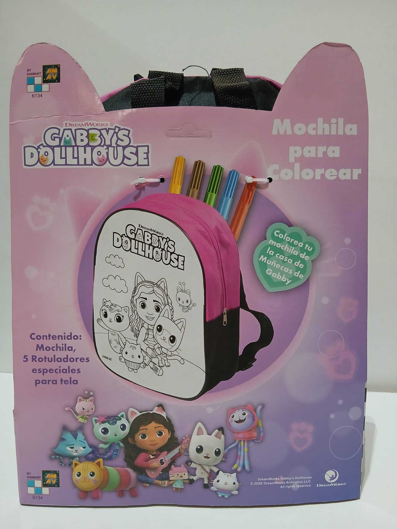 gabby´s dollhouse mochila para colorear (cefa - 00960)