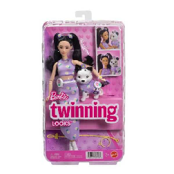 barbie twinning look muÑeca asiatica con perro (mattel - jfp39)