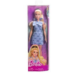 barbie fashionista rubia traje lazo azul (mattel - hyt93)