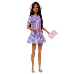 barbie fashionista vestido rayas moradas diversity (mattel - jjn58)