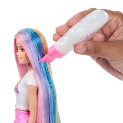 barbie muÑeca rubia pelo arcoiris y accesorios (mattel - jjp07)