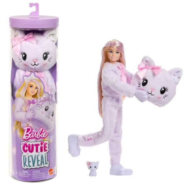 barbie cutie reveal lazos dulces gatito lila (mattel - jjp64)