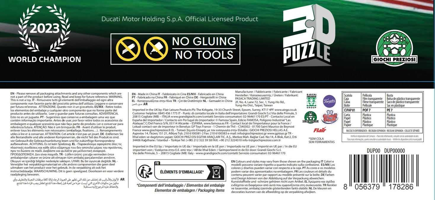 gp sport ducati puzzle 3d motorsport (famosa - dup00000)