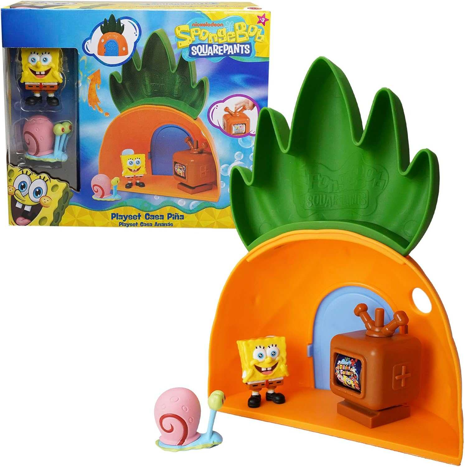 bob esponja casa piÑa + 2 figuras (bizak - 64566040)