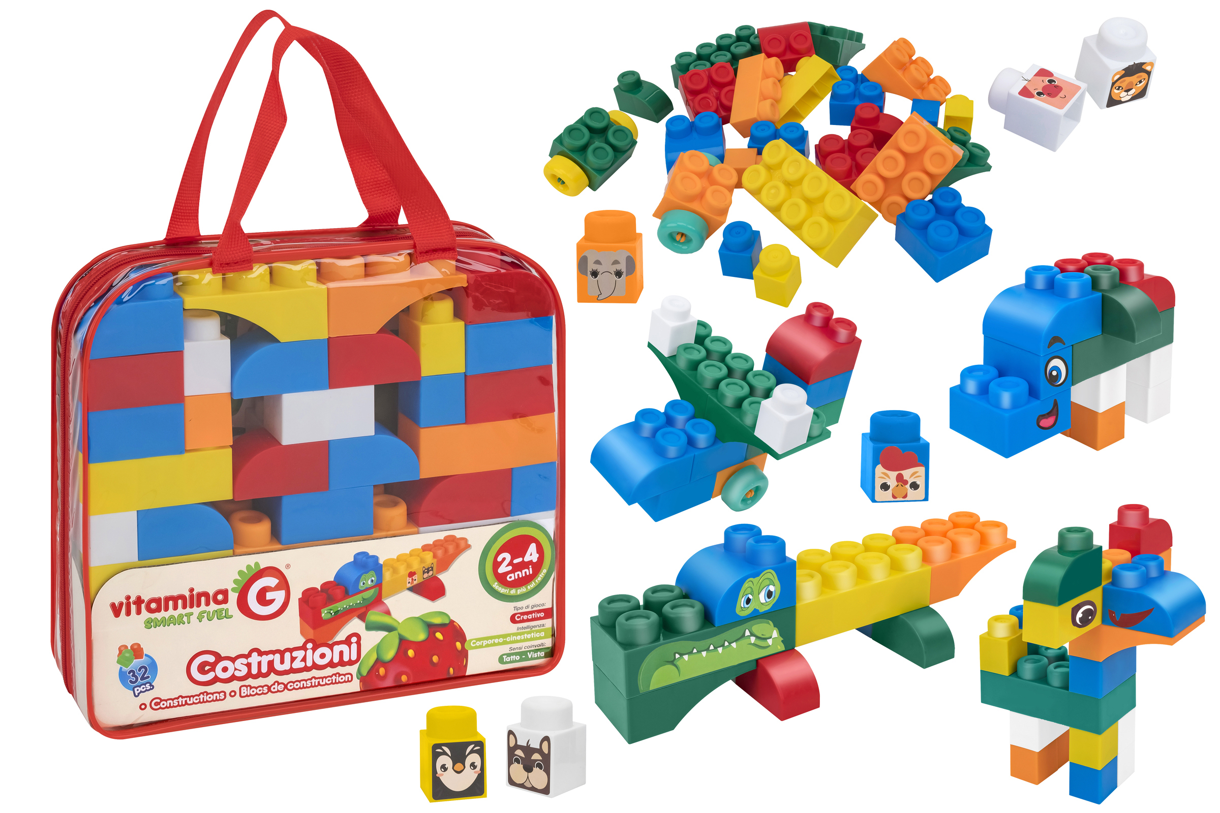 bolsa bloques construccion 32 piezas surtidos (globo - 05582)