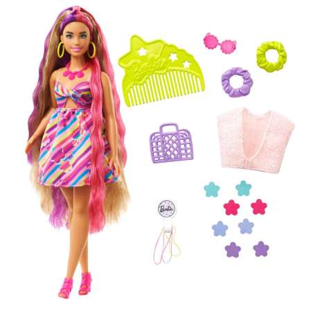 barbie totally hair extralargo flor (mattel hcm89)