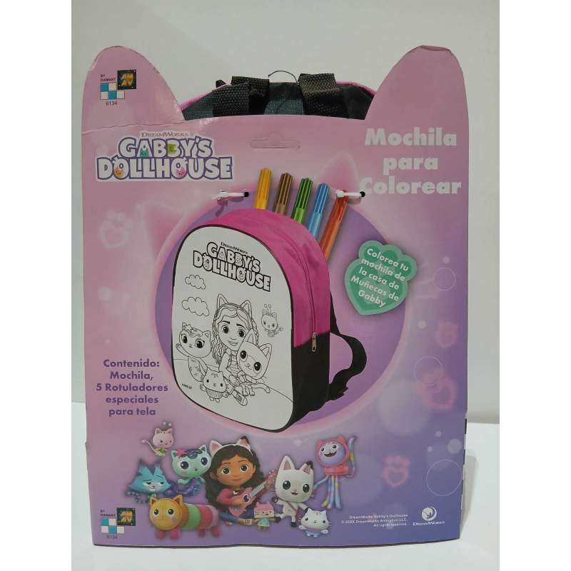 gabby´s dollhouse mochila para colorear (cefa - 00960)
