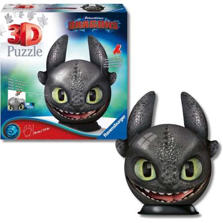 puzzle ball 3d 72 pzas dragones movie desdentado con orejas (ravensburger - 11145)