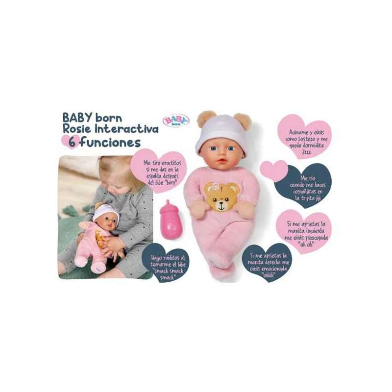 baby born muÑeco 6 funciones interactivo rosie 30 cm (mga - 840481)