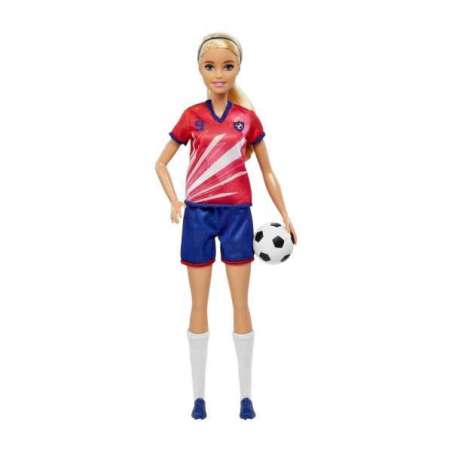 barbie muÑeca futbolista camiseta roja (mattel - hcn17)