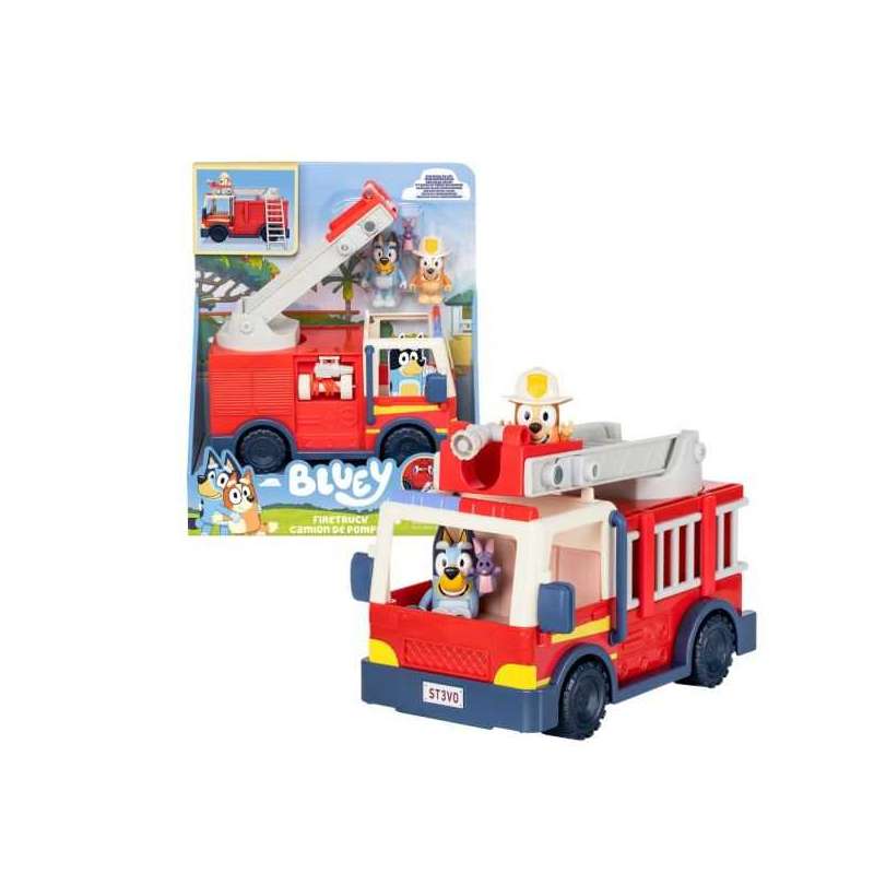 moose bluey camion de bomberos + 2 figuras (moose toys - 17610)