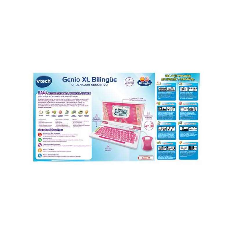 vtech portatil genio xl bilingue rosa (vtech - 581267)