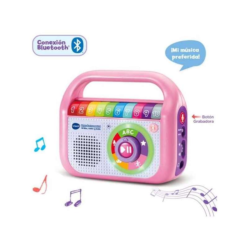vtech reproductor musical graba, canta y baila rosa (vtech - 615557)