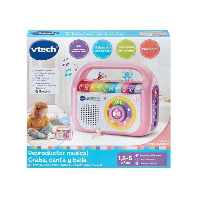 vtech reproductor musical graba, canta y baila rosa (vtech - 615557)