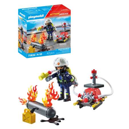 playmobil bombero con bomba de agua (71826)