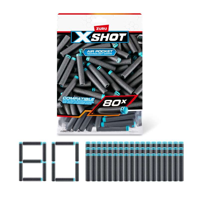 x-shot paquete dardos 80 unidades (zuru - 36589)