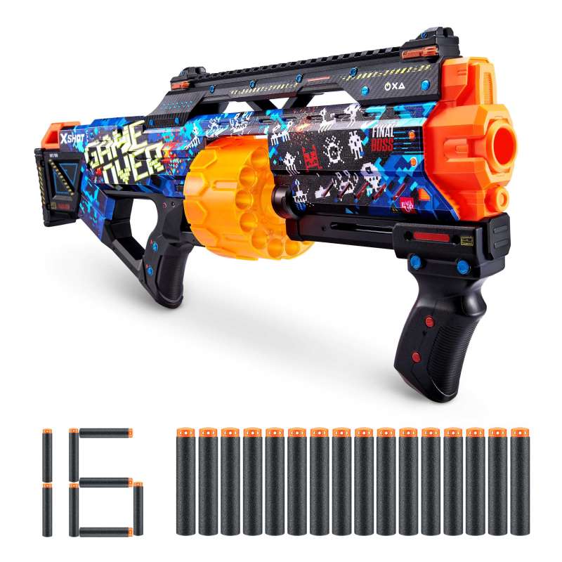 x-shot pistola skins last stand con 16 dardos (zuru - 365189)