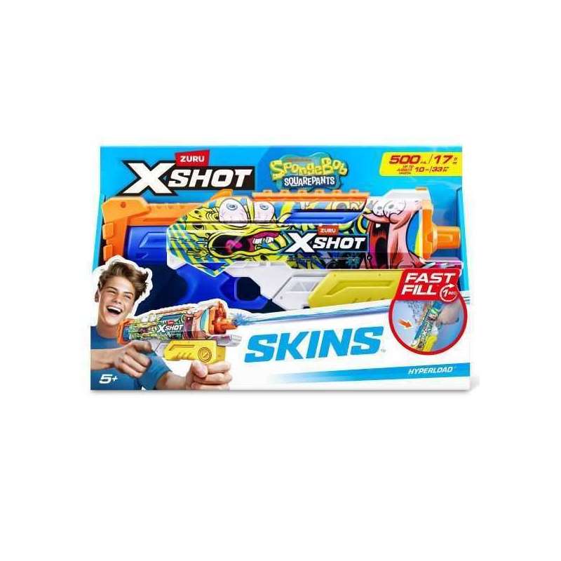 x-shot water pistola bob esponja hyperload fast fill skins (zuru - 118198)	