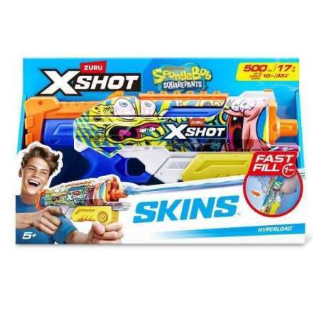 x-shot water pistola bob esponja hyperload fast fill skins (zuru - 118198)