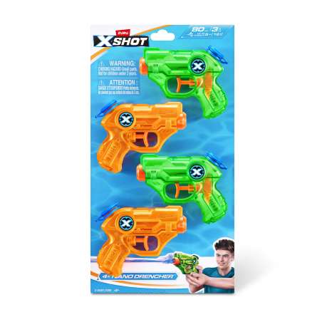 x-shot water pack 4 pistolas nano drencher (zuru - 118145)