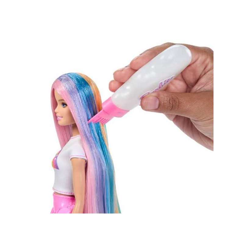 barbie muÑeca rubia pelo arcoiris y accesorios (mattel - jjp07)