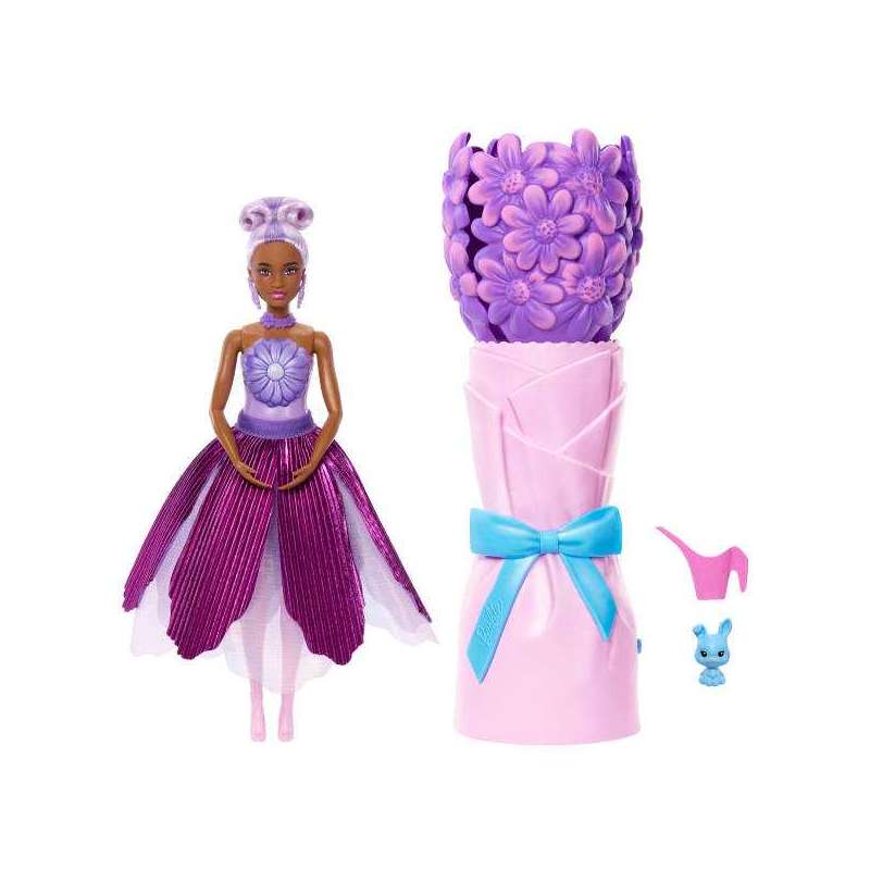 barbie petal pop muÑeca margarita lila (mattel - jmf58)