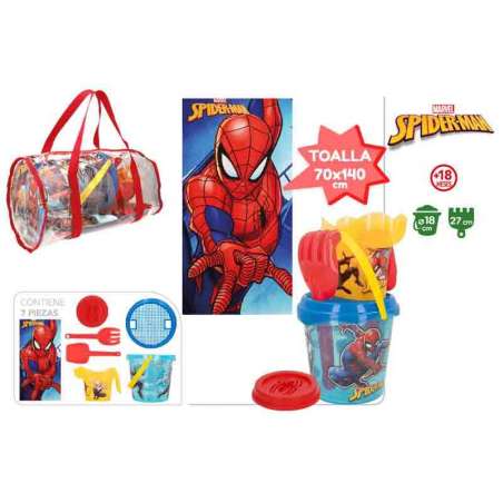 spiderman bolsa cubo 18cm+accesorios+toalla (color baby - 77892)