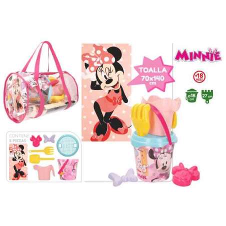minnie bolsa cubo d 18cm+accesorios+toalla (color baby - 77888)