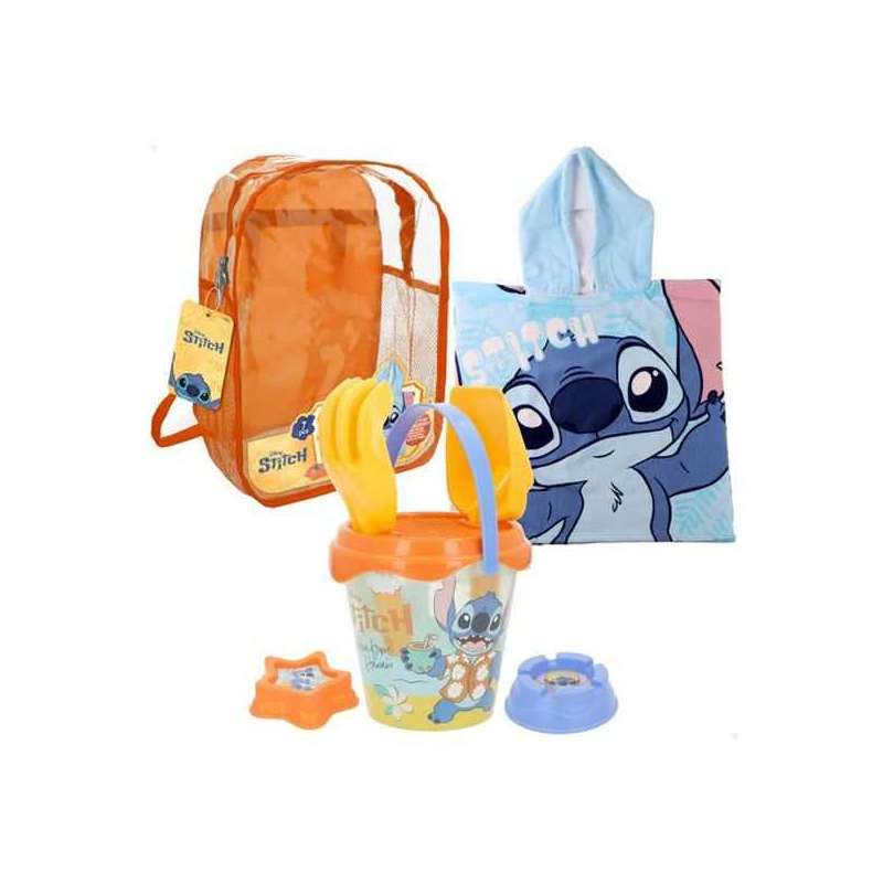 stitch mochila cubo d 14 cm+accesorios+poncho (color baby - 77895)