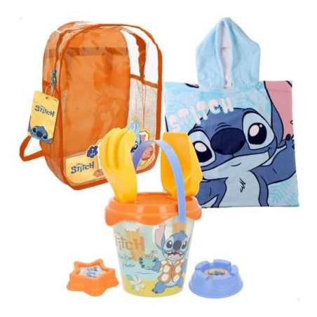 stitch mochila cubo d 14 cm+accesorios+poncho (color baby - 77895)