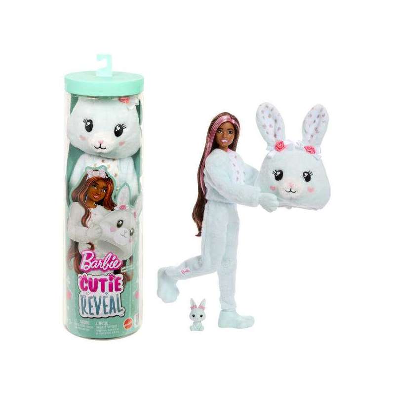barbie cutie reveal lazos dulces conejito menta (mattel - jjp65)