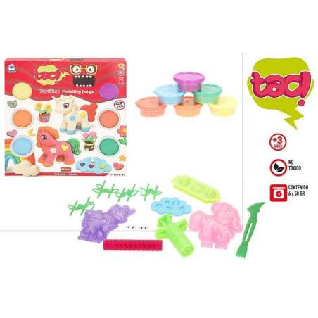 cb toys pack 6x50 gr botes plastilina colores con moldes (color baby - 39293)