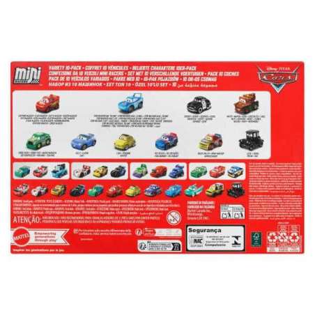 cars minis pack 10 coches surtidos (mattel - jbh06)