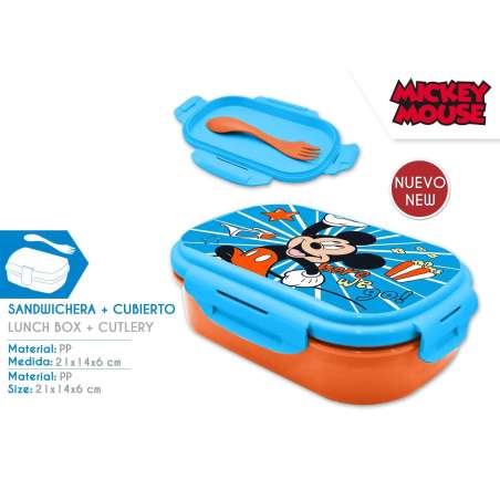 mickey sandwichera con cubiertos (kids licensing - mk22067)